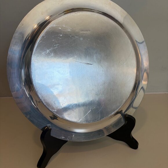 VINTAGE WM. ROGERS 4070 SILVERPLATE ROPE RIM EDGE ROUND SERVING TRAY 11" - Picture 2 of 3